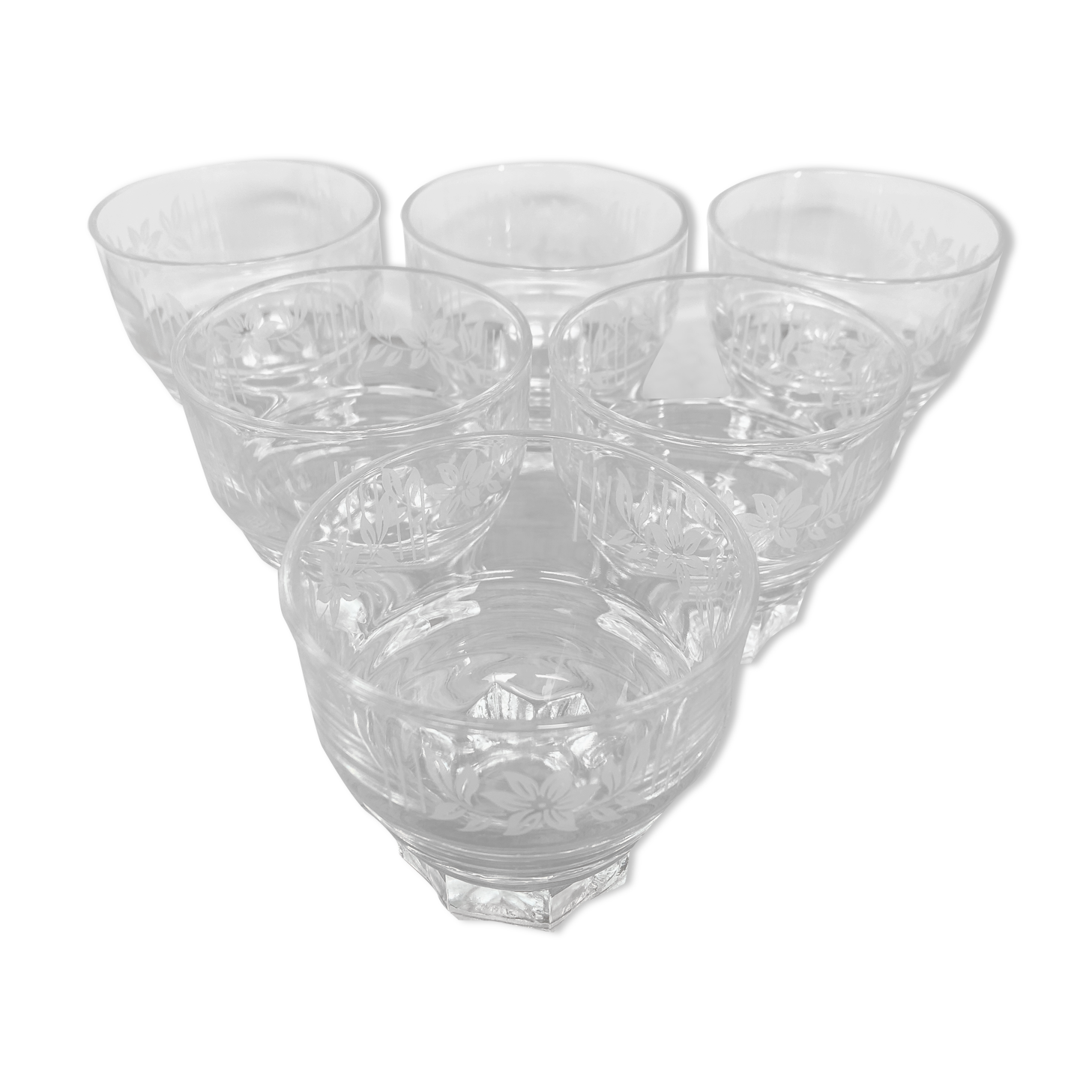 6 verres à eau vintage sérigraphiés