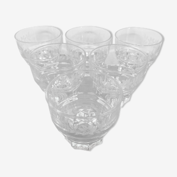 6 silkscreened vintage water glasses