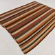6x8 Brown Red Striped Vintage Kilim Rug, 195x259Cm
