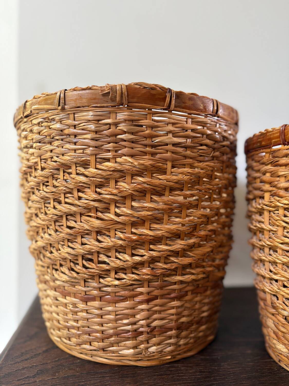 2 paniers en rotin vintage