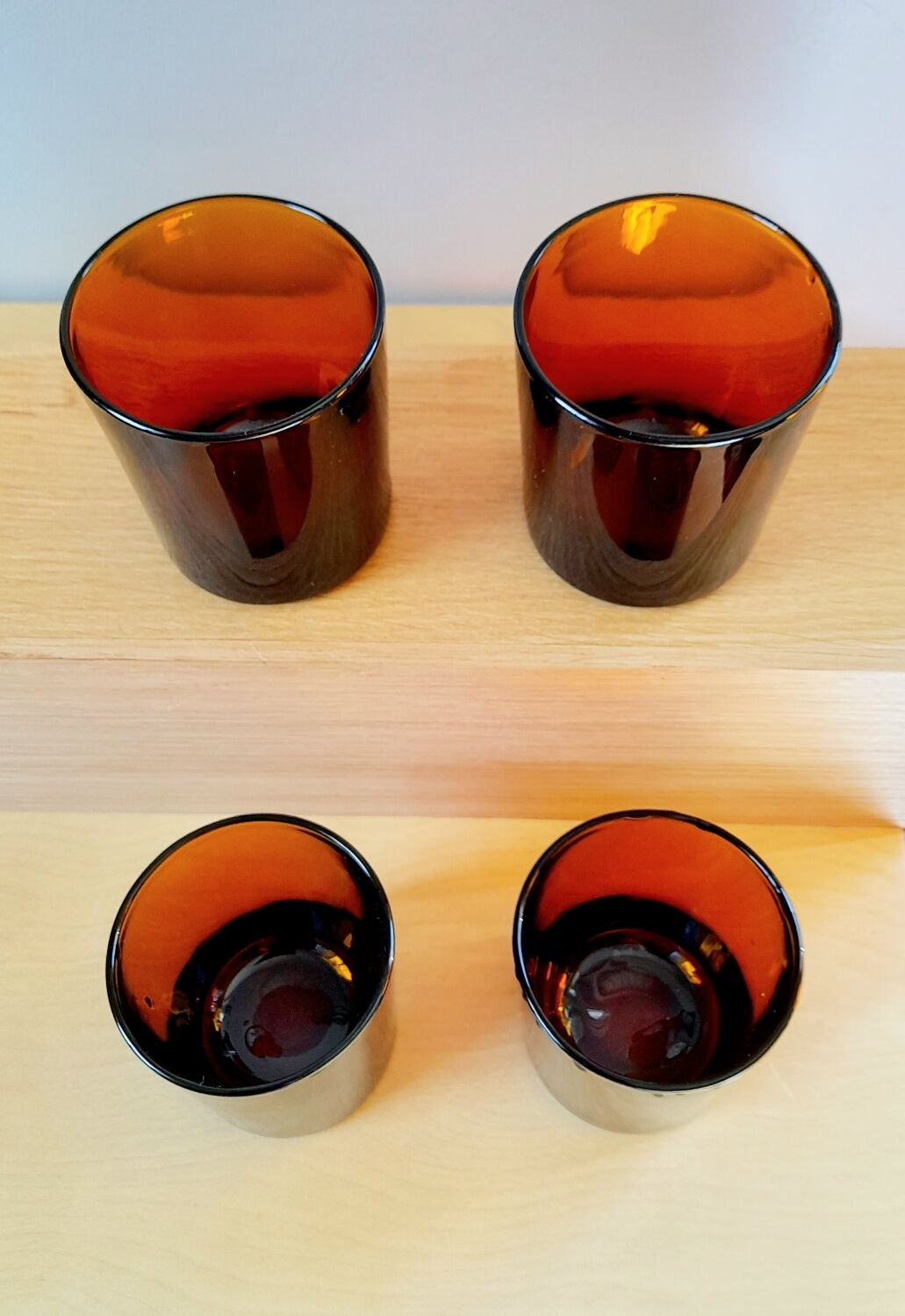 Lot de 4 verres ambrés Lever 70s