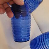 4 cobalt blue glasses – industrial moulded glass – 1970s