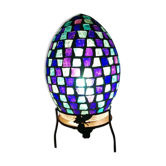 Lampe oeuf en verre mosaïque bleu