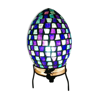 Blue mosaic glass egg lamp