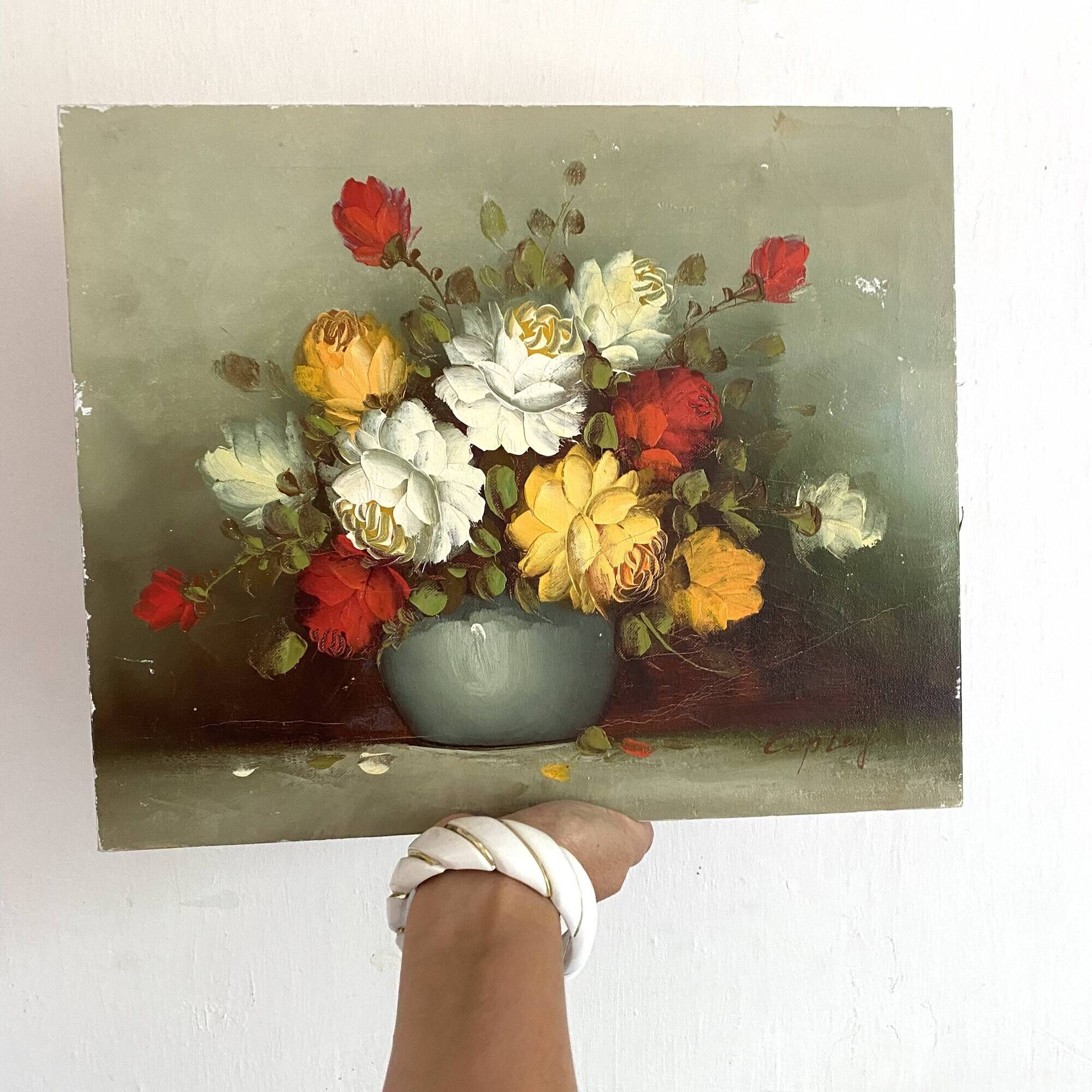 Painting on canvas still life, oil bouquet of flowers Copley