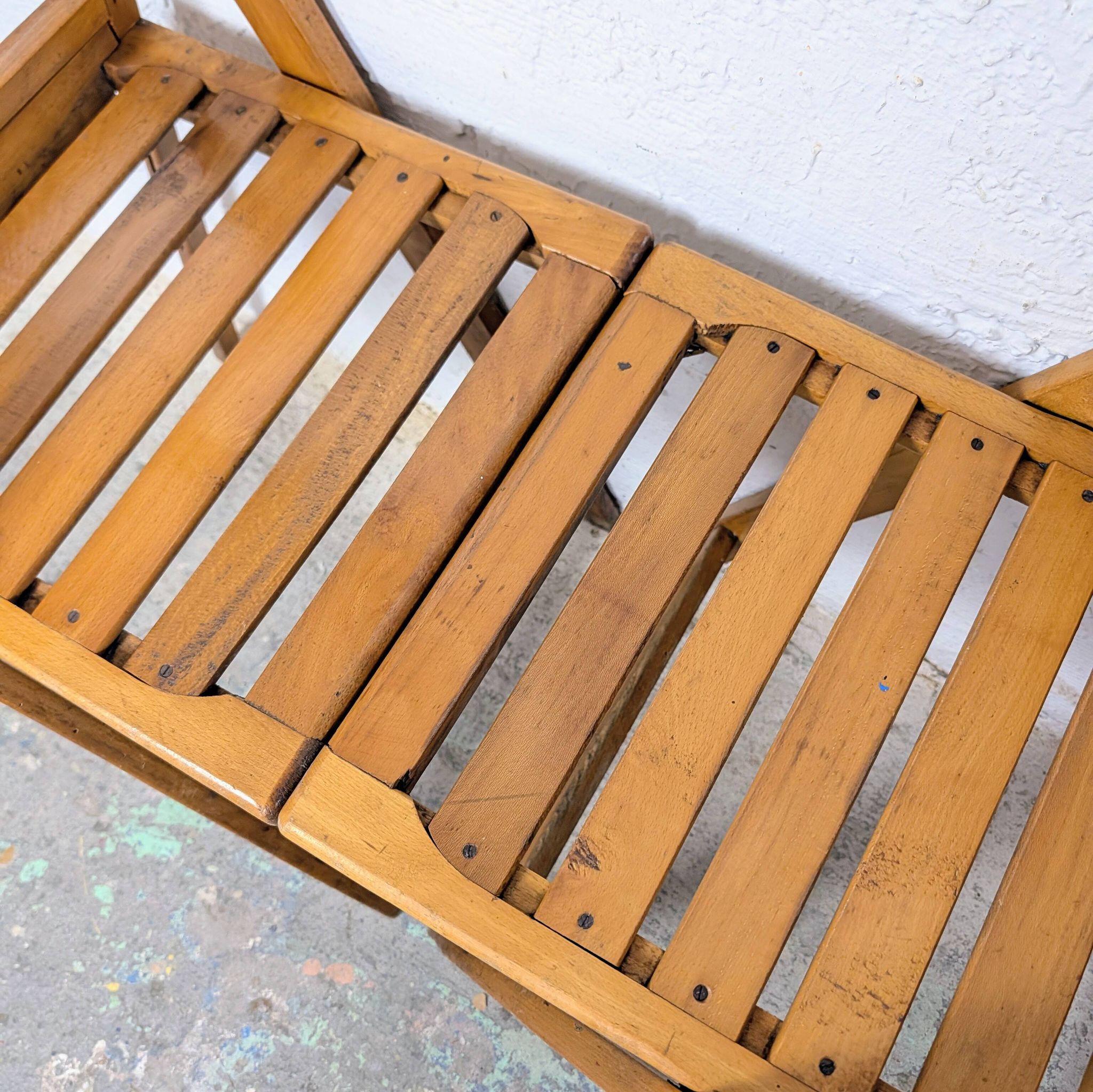 Pair of wooden folding chairs