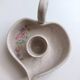 Vallauris grey candle holder with pink flowers, signed.