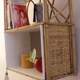 Rattan and bamboo shelf Years 60-70 revamped