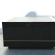 Designer coffee table in black lacquered wood and vintage brass
