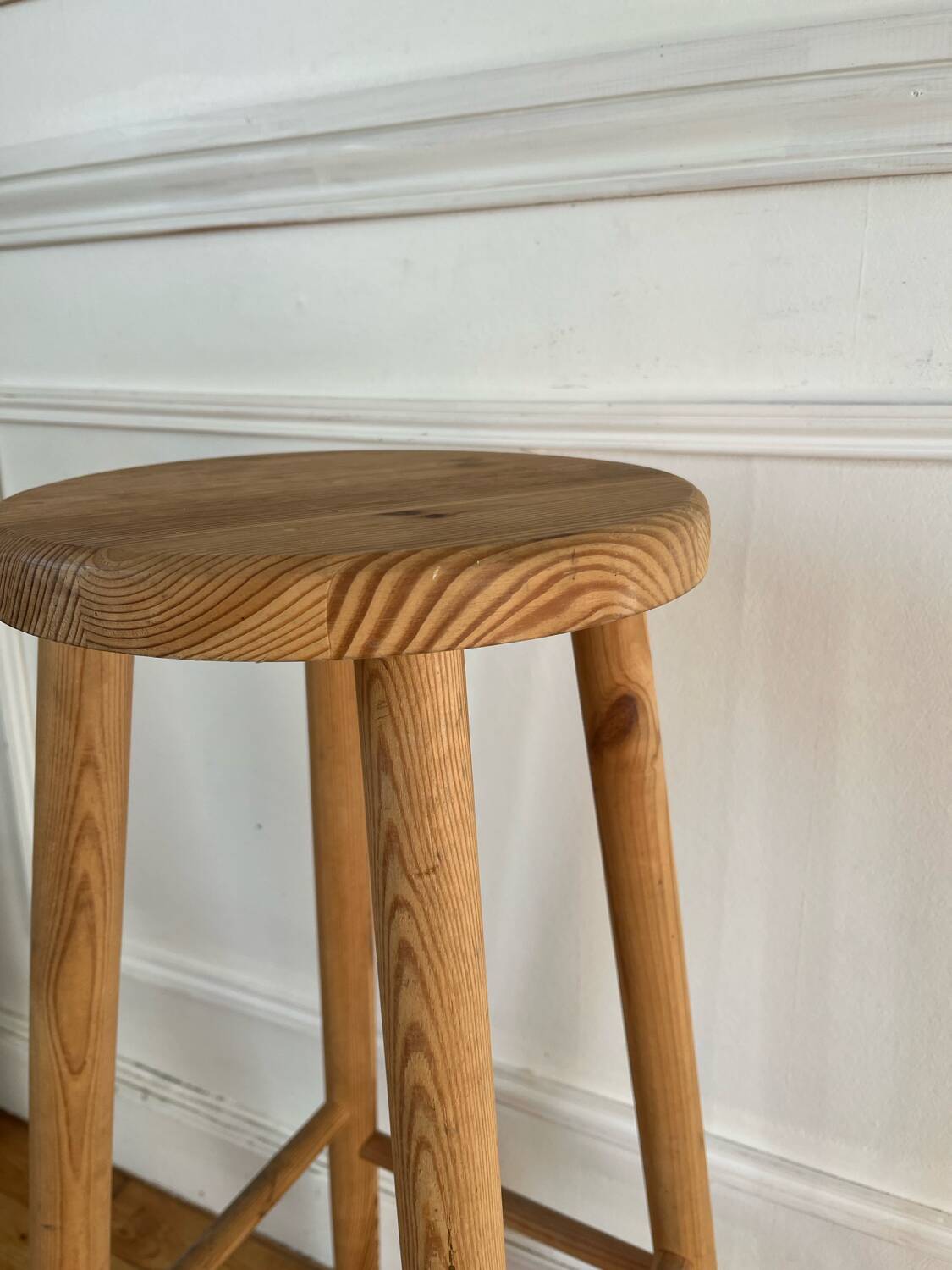 High wooden stool with chalet style