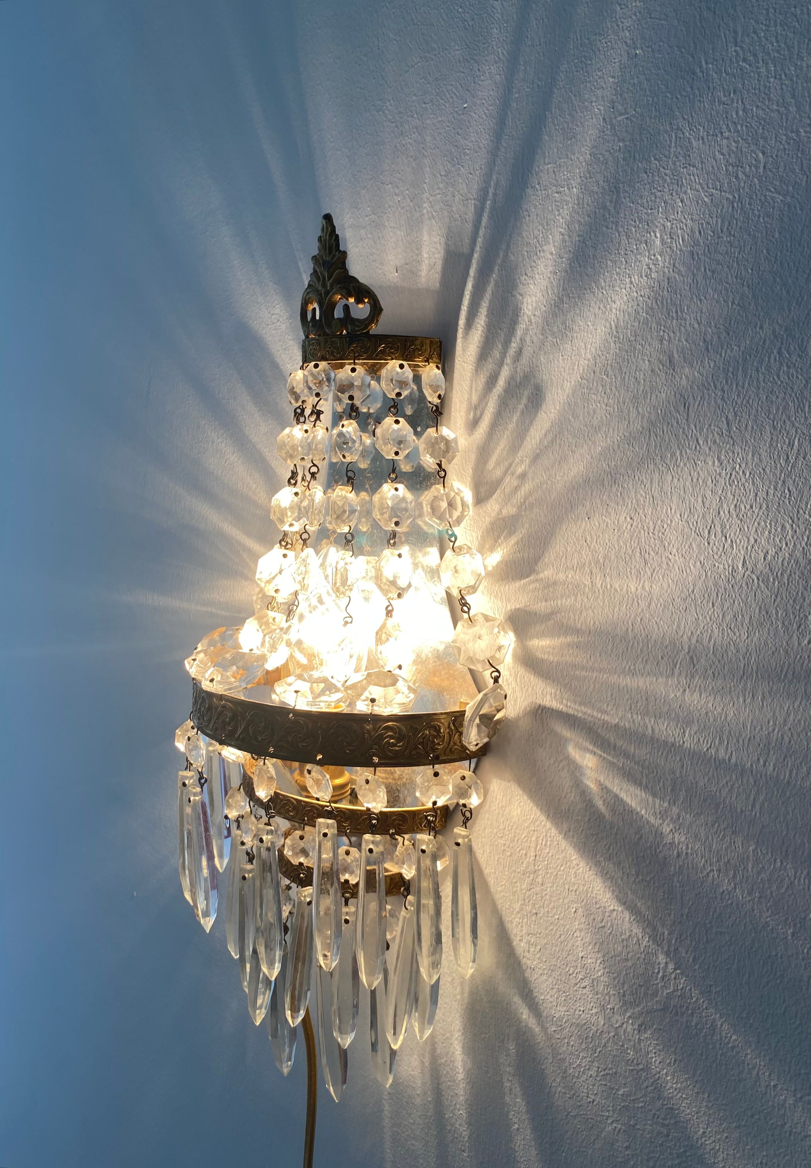 Wall lamp glass, brass, 50s