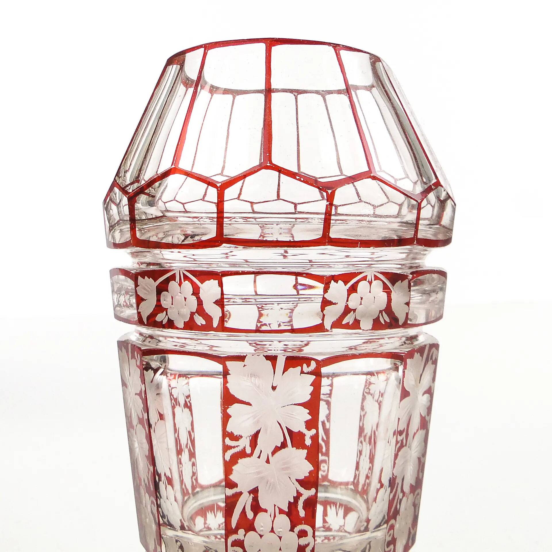 Biedermeier vase, double-layer crystal, Bohemia, Czech Republic, 19th century