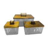 Set of three art deco glass boxes