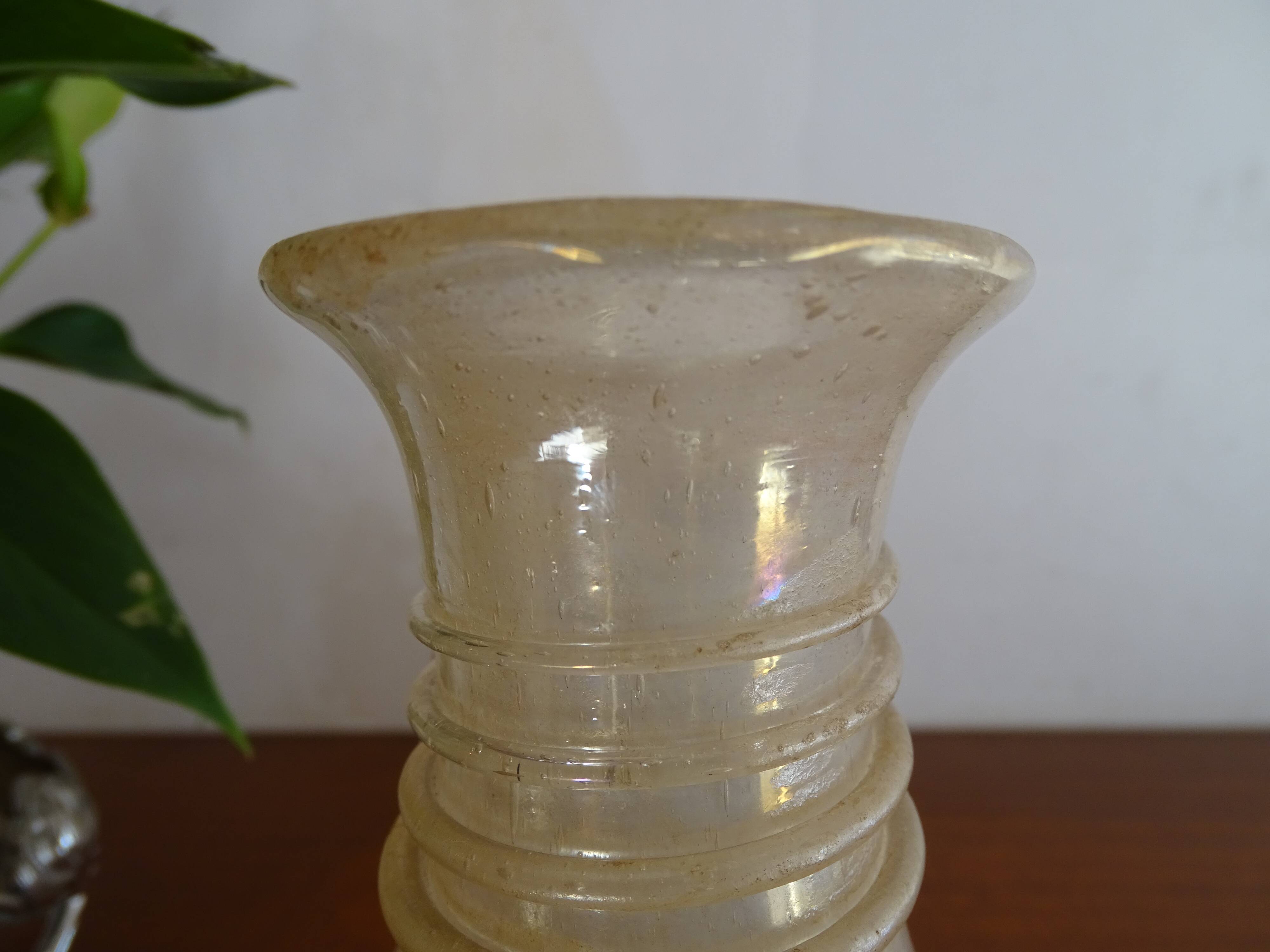 Vase with handle Scavo Seguso Vetri d'Arte iridescent glass Murano 1950