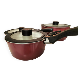 Set of 3 Bonacera saucepans with adjustable handles