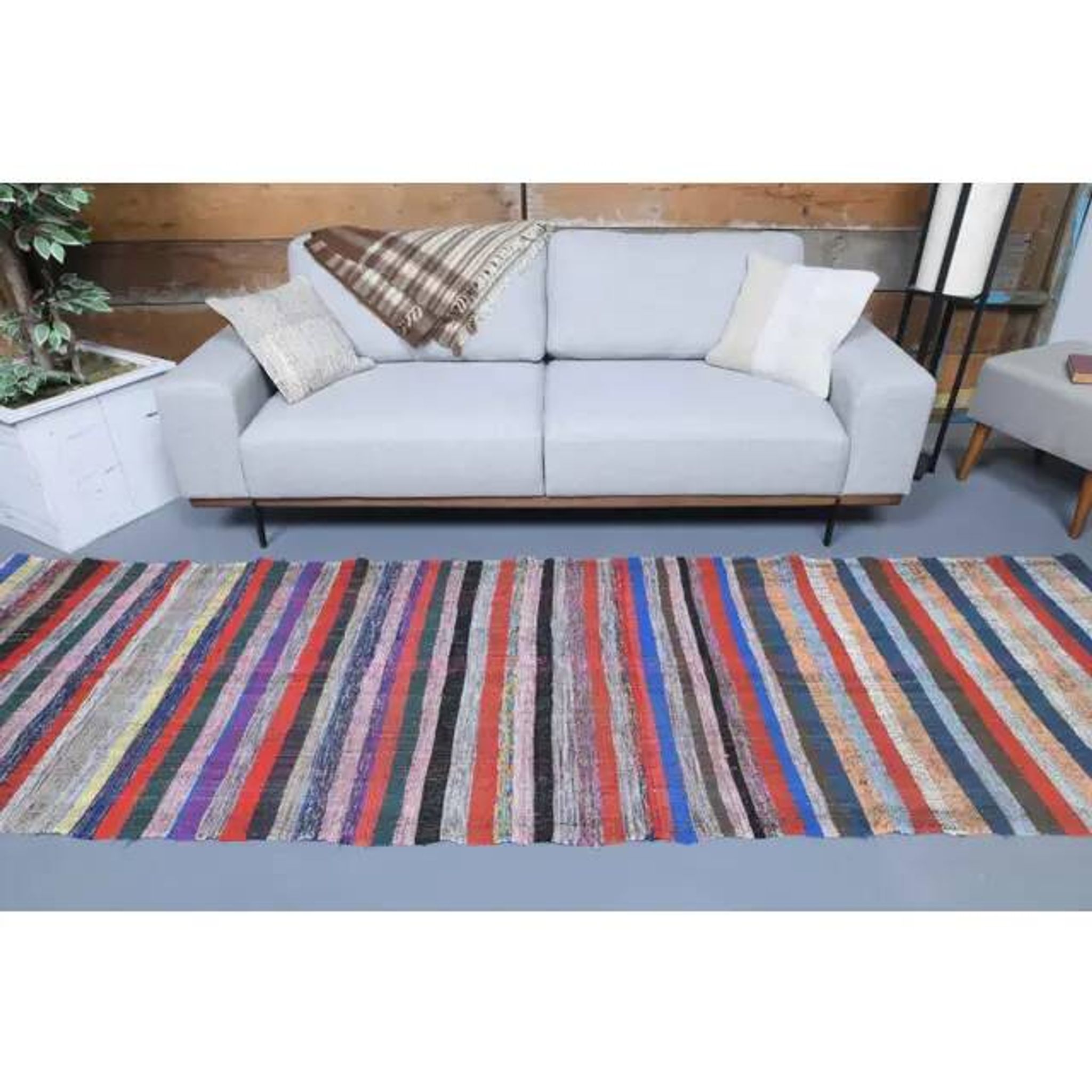 Vintage Turkish Hand-Knotted Wool Cotton Red Kilim Runner Rug 100x335