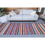 Vintage Turkish Hand-Knotted Wool Cotton Red Kilim Runner Rug 100x335