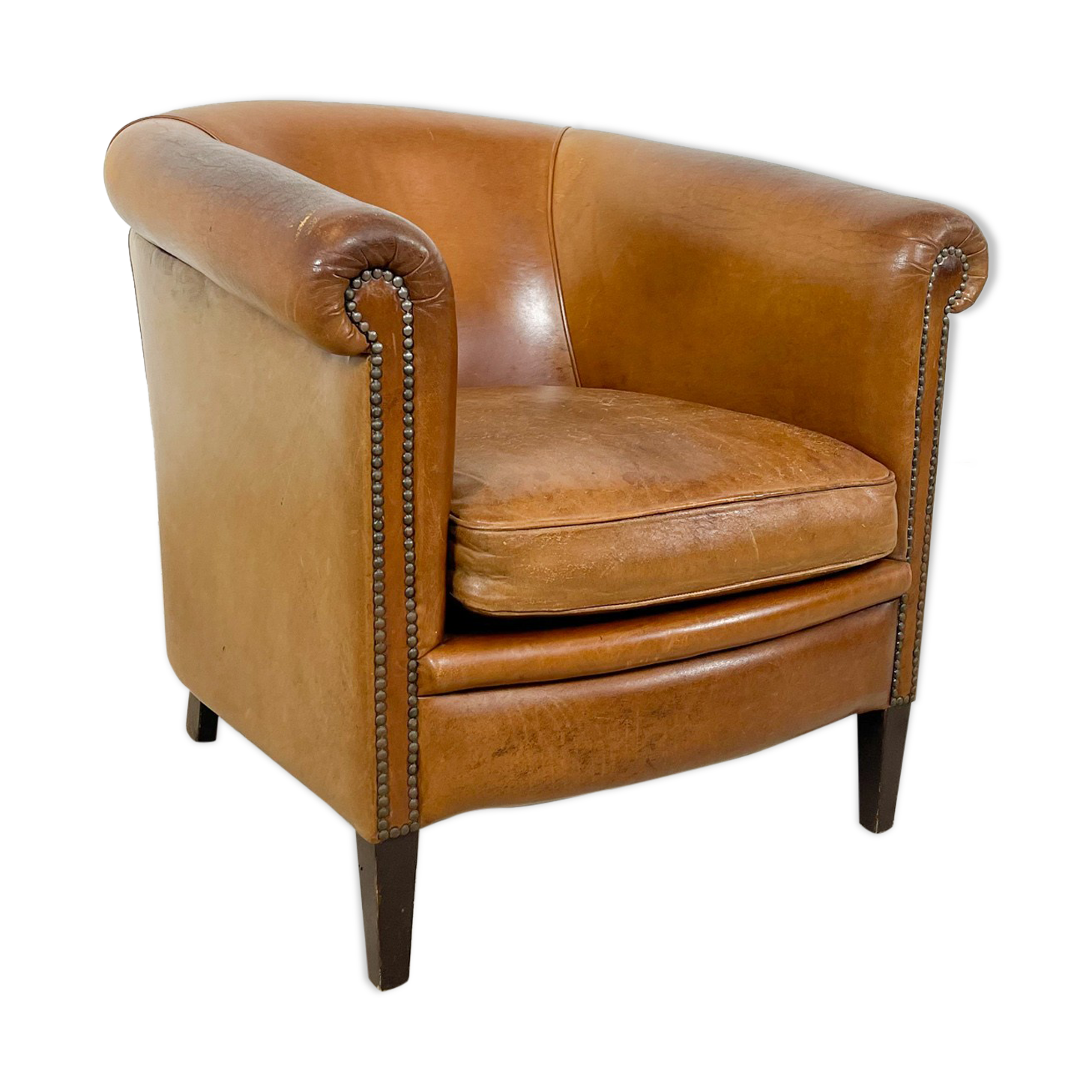 Vintage sheep leather club chair