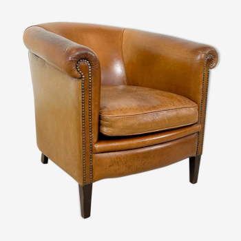 Fauteuil en cuir de mouton vintage