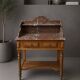 Ancienne console de toilette en merisier avec marbre
