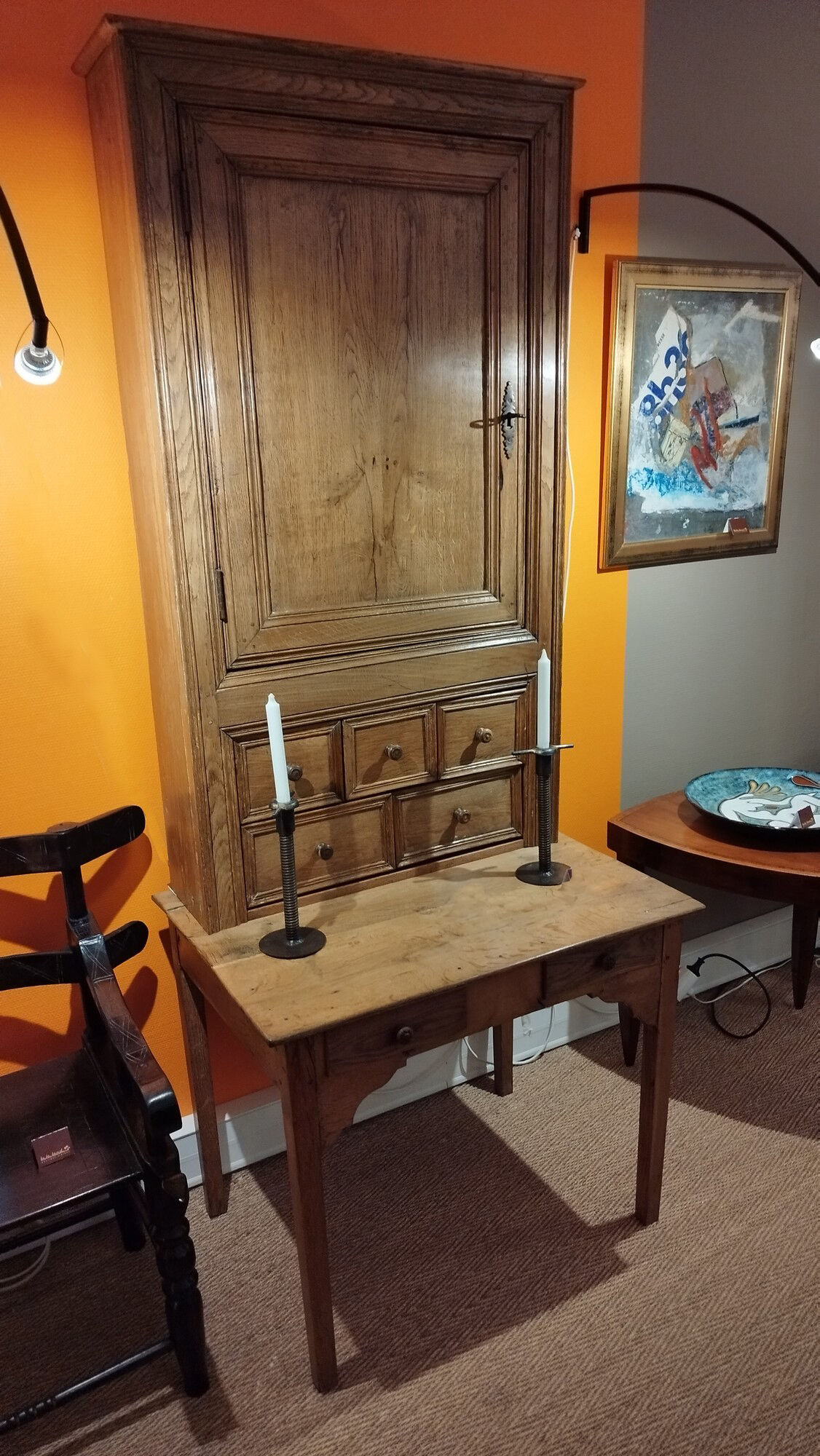 Apothecary furniture in oak, late nineteenth century