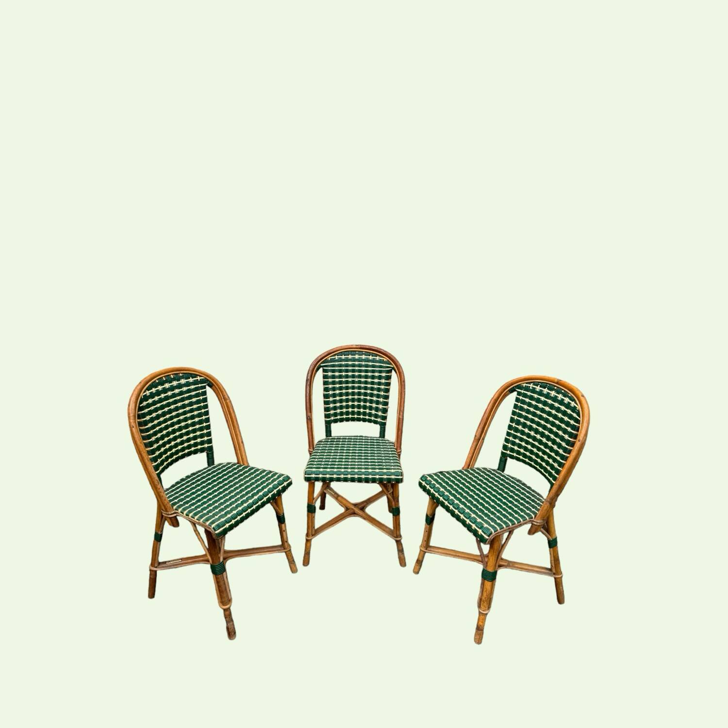 Set of 3 woven rattan bistro chairs Drucker SA