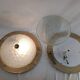 Pair of vintage Murano wall lights with exotic wood shelf.