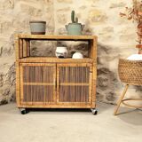 Wicker storage cabinet
