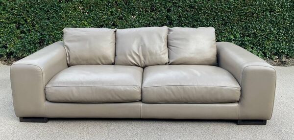 Canapé 3 places Roche Bobois en cuir beige