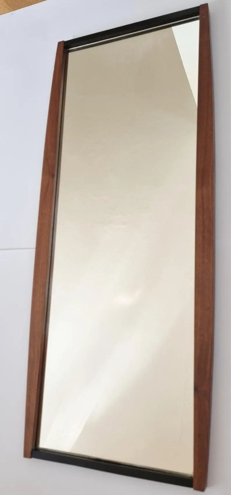 Midcentury Long Teak Wall Mirror, Denmark, 1960s