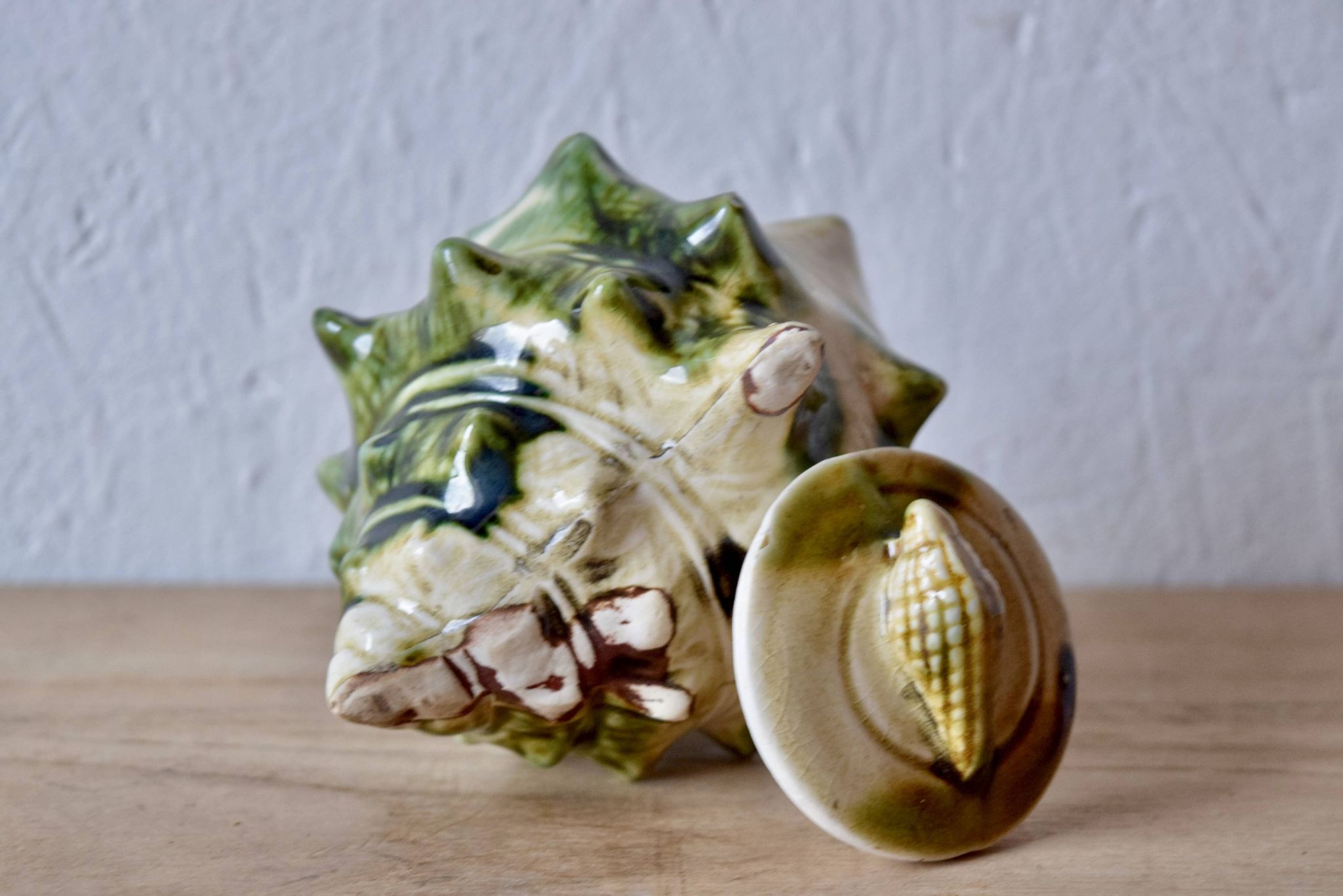 Service à thé vintage en céramique vernissée - forme de conques ou coquillages