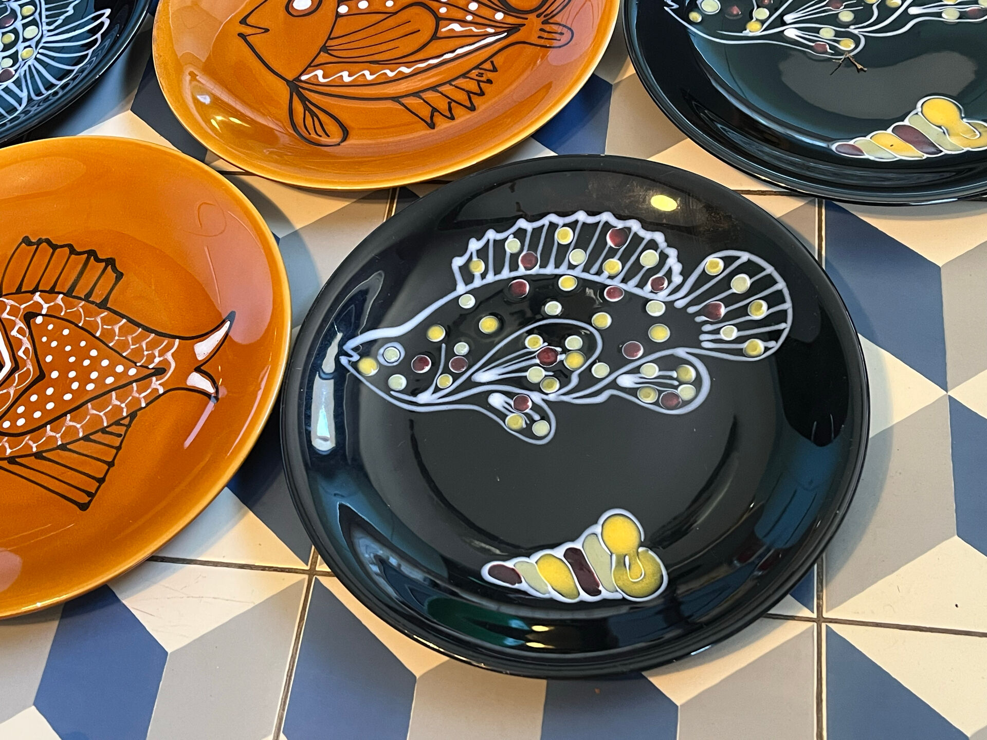 10 assiettes plates Robert Picault poisson
