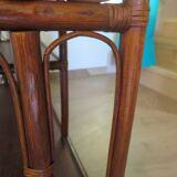 Retro-Side table-vinyl furniture-wood, rattan and bamboo-80s