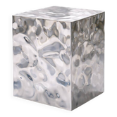 Sculptural Stainless Steel Cube Side Table