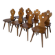 Set of 8 Farmhouse Tyrolean Chair with Heart Cutout Back / 1970s Vintage Di