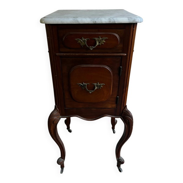 Table de chevet française style Louis XV avec plateau en marbre