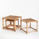 Ensemble de trois tables gigognes vintage en cannage. France, années 60