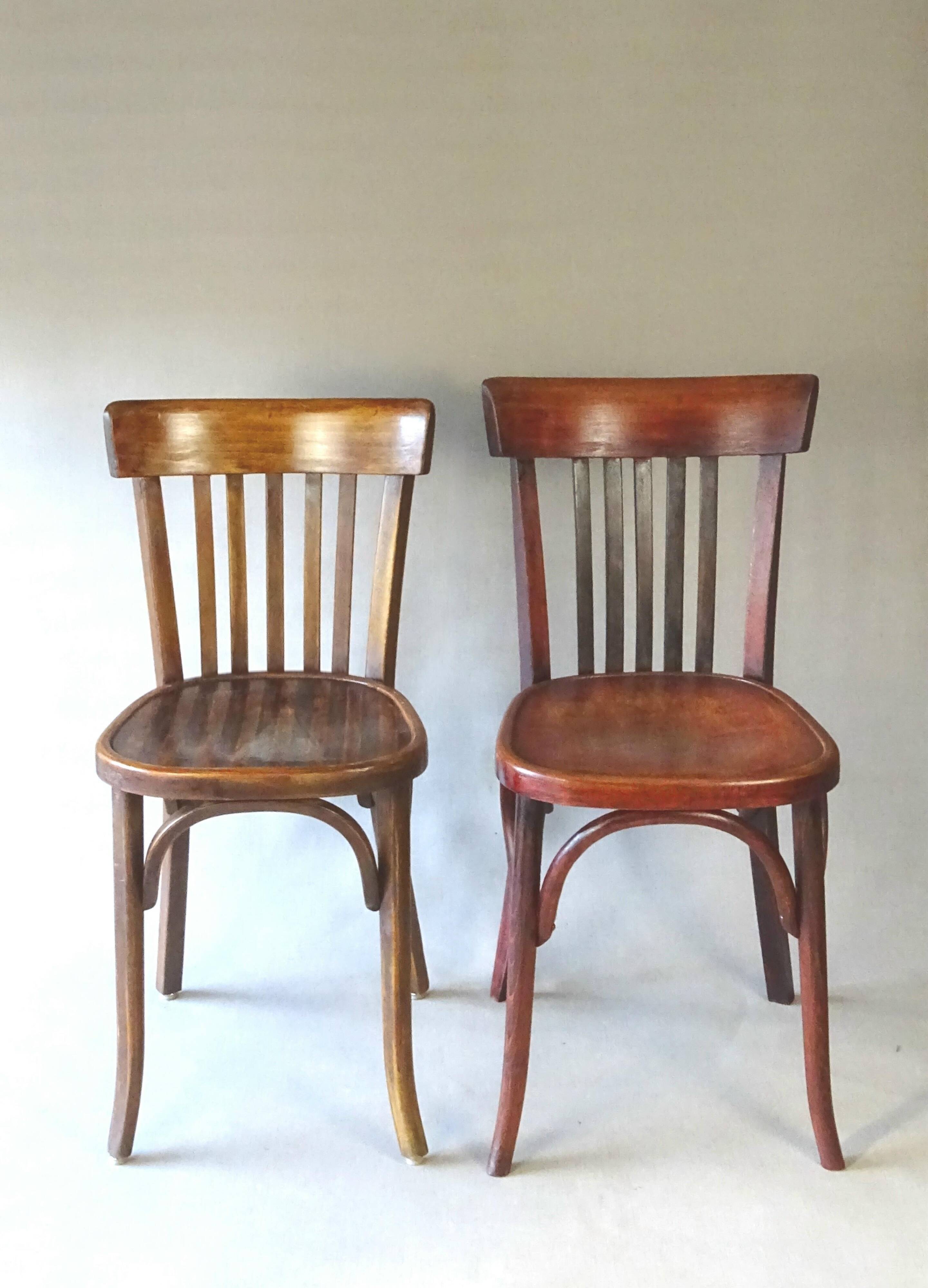 2 wooden bistro chairs 1950, Fischel, Baumann