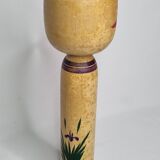 Vintage Japanese Kokeshi doll dated 1986, signed and numbered, floral decoration, 34 cm