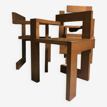 Ensemble de 4 chaises vintage Steltman en bois dur par Gerrit Rietveld