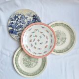 Vintage flat plates green blue pink