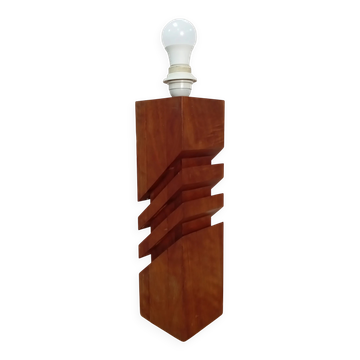 Lampe années 70 acajou massif design graphique