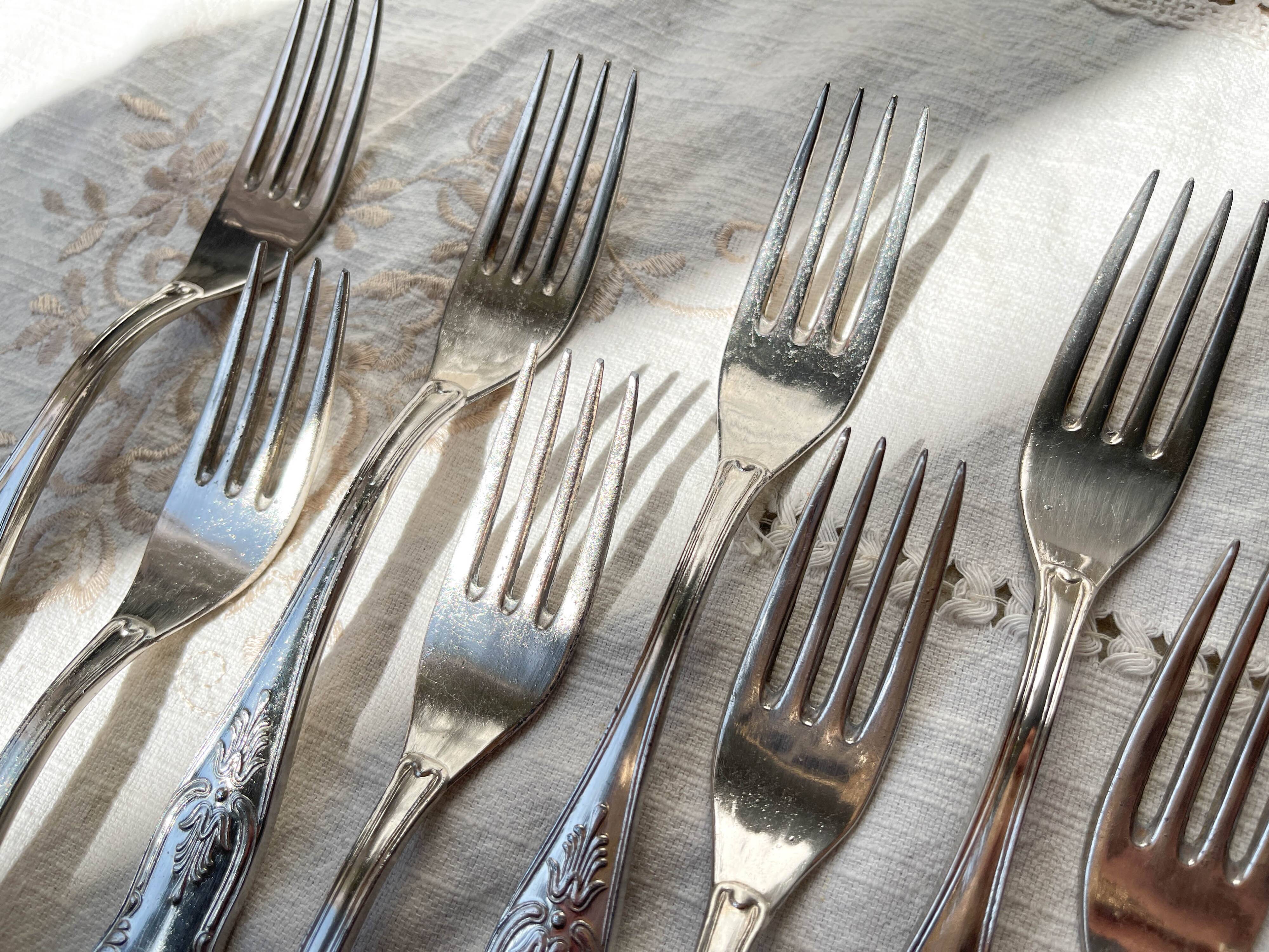 10 Vintage Rocaille Style Metal Forks
