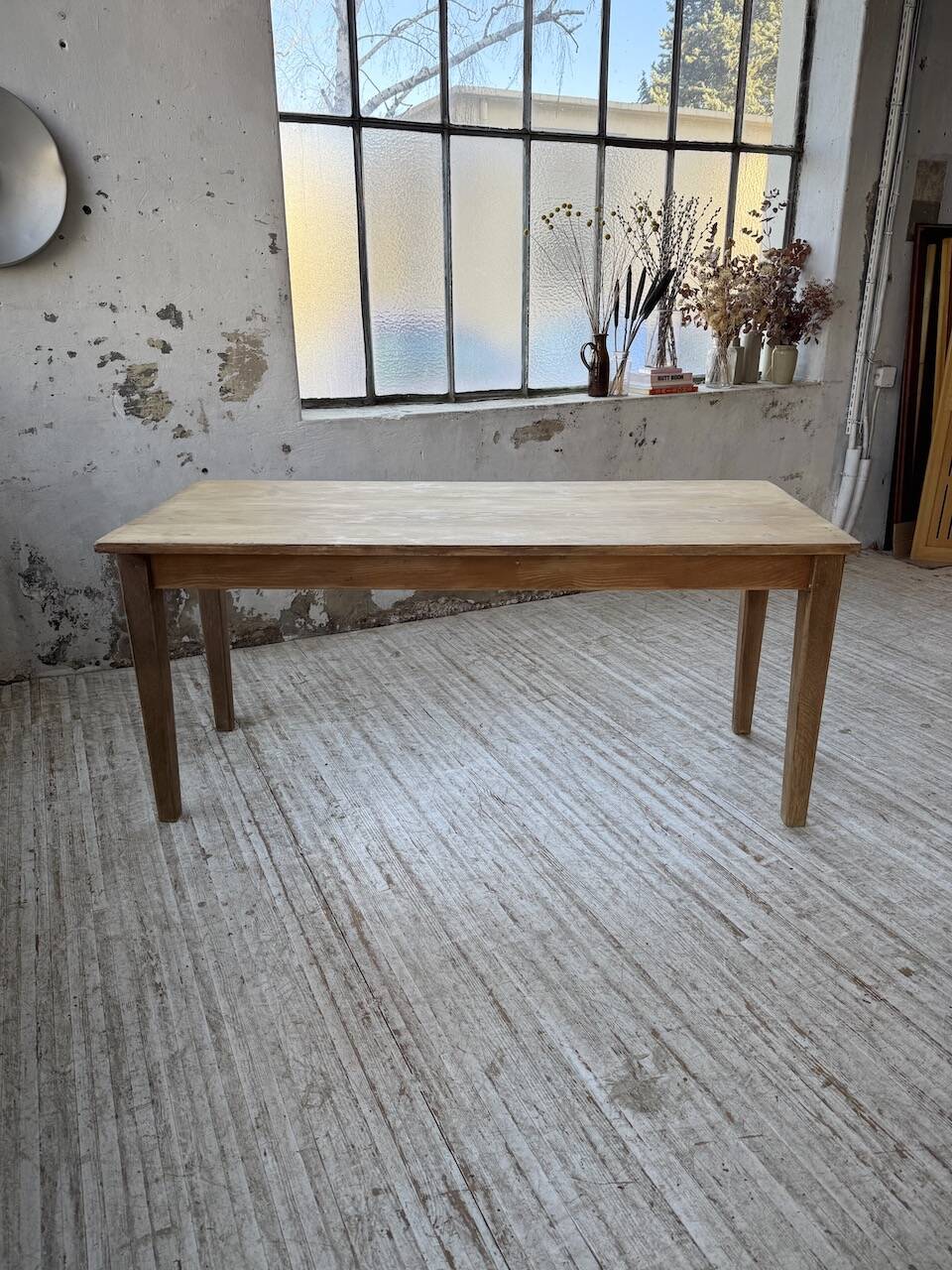Table de ferme en pin et chêne
