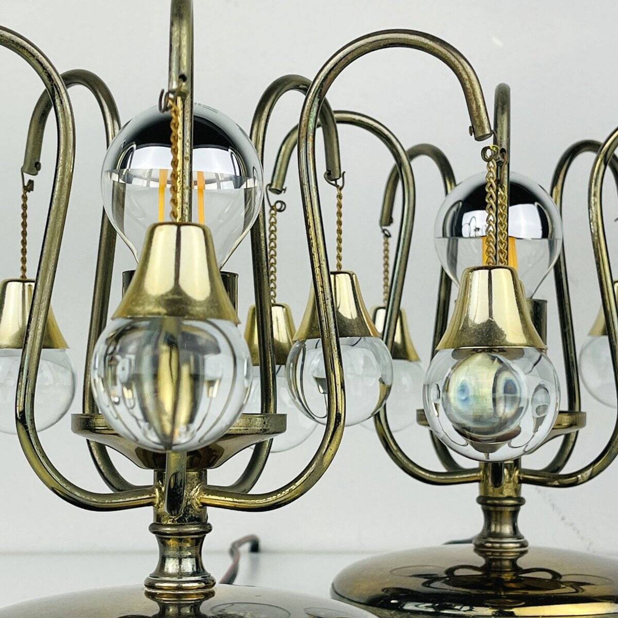 Vintage glass ball table lamps, Italy, 1960s, set of 2