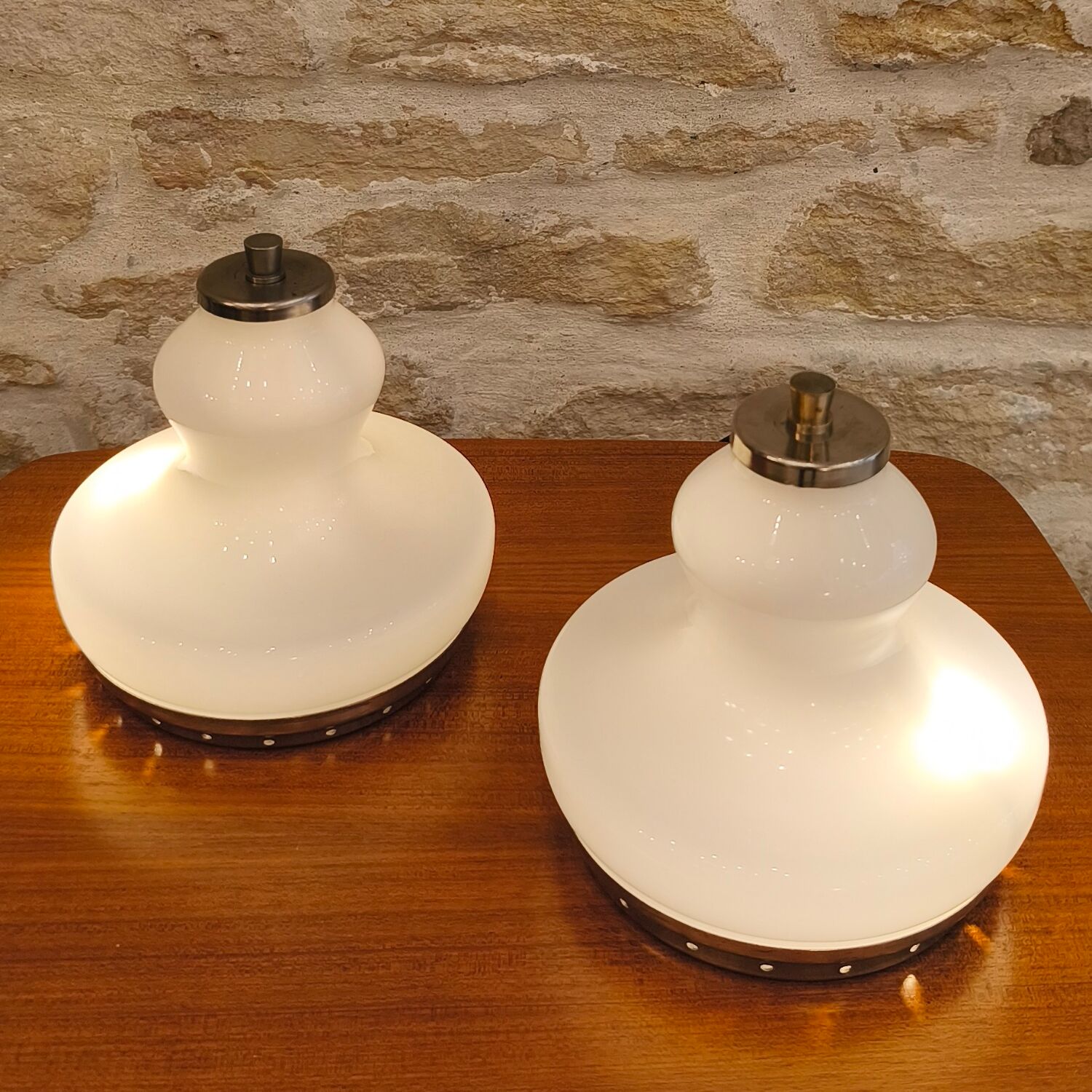 Pair of glass table lamps, Italy, 1960