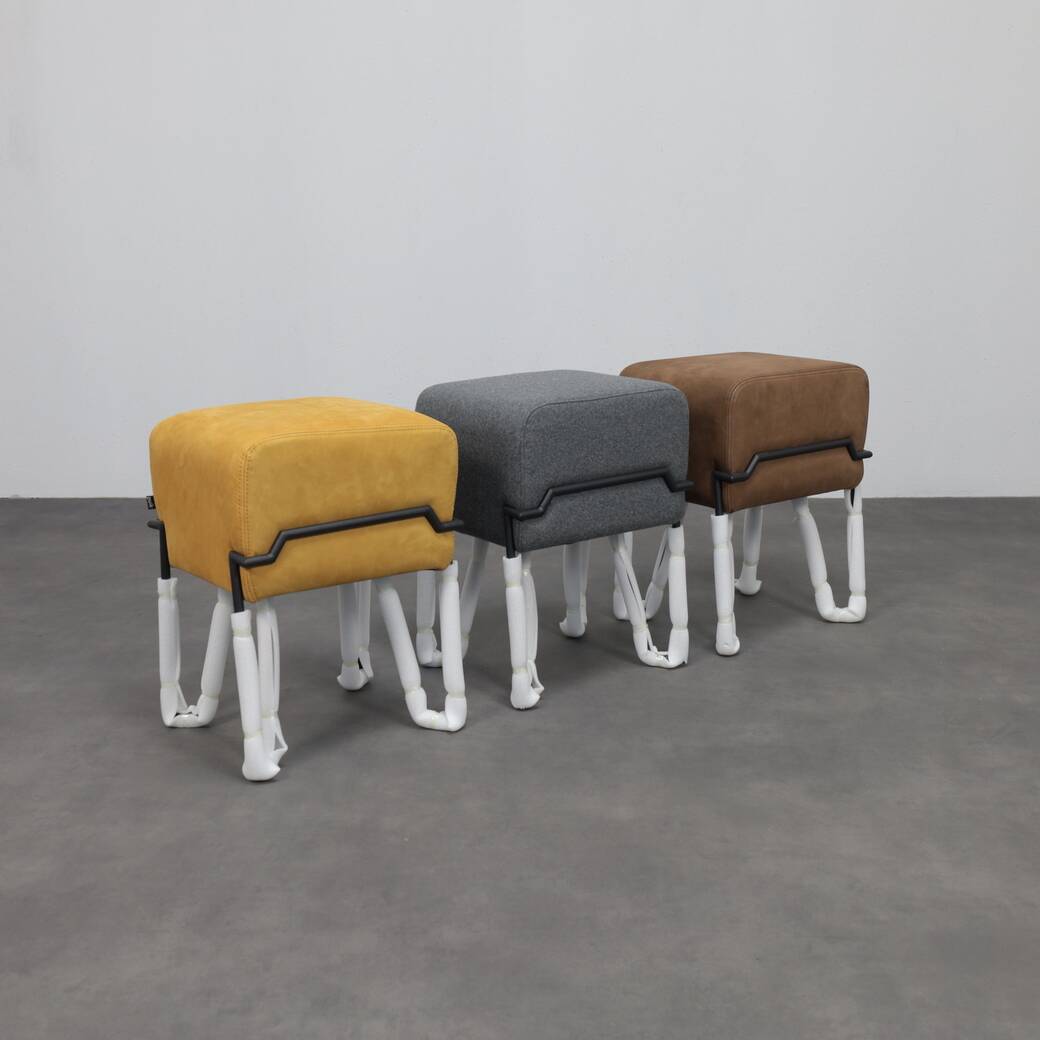 Low stool Bokk in leather by Ka-Lai Chan for Puik Design