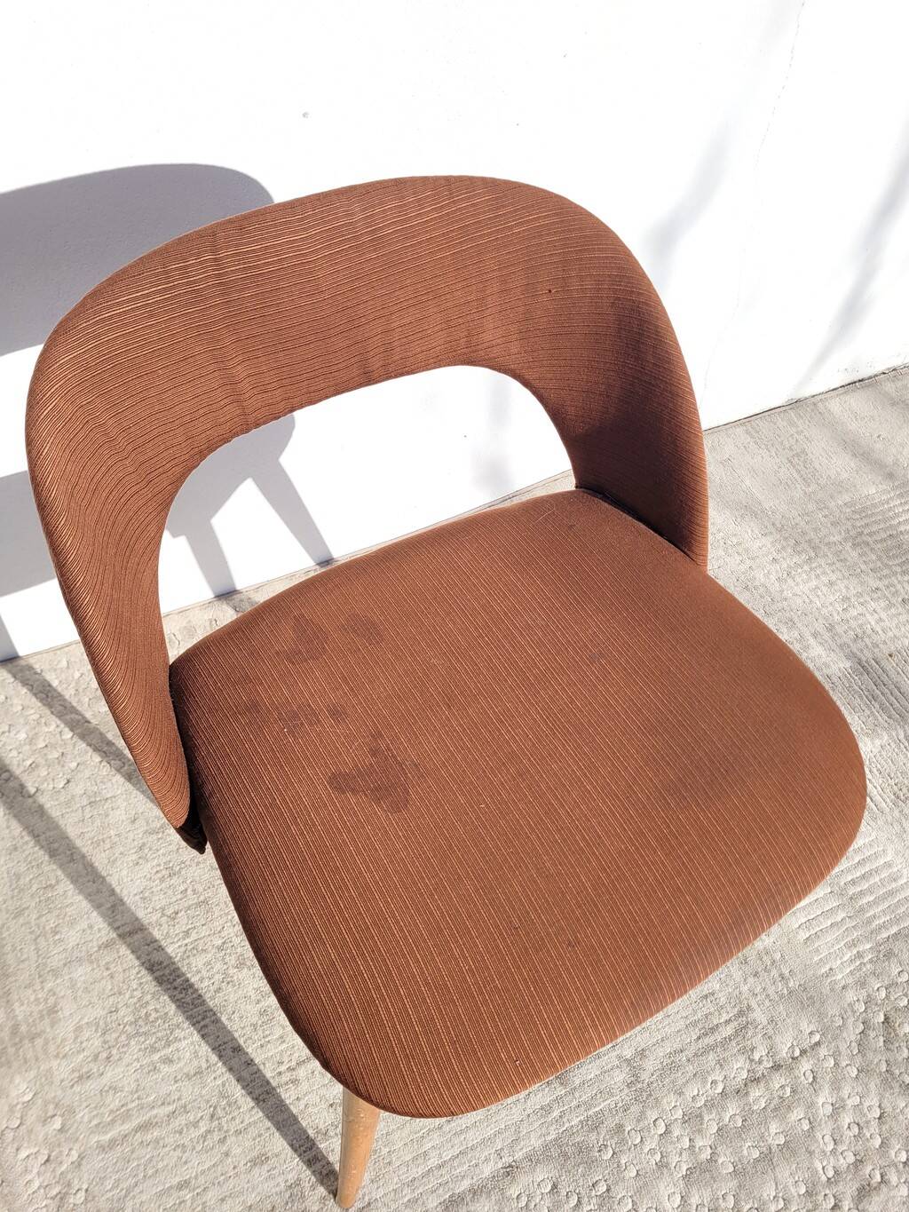 Wood and fabric chair from the 60s/70s.
