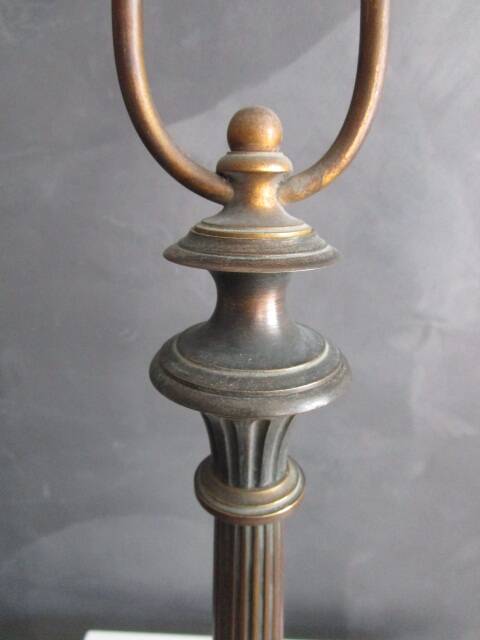 Antique bronze lamp base - column on lion's paws
