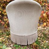 Old toad armchair in beige velvet